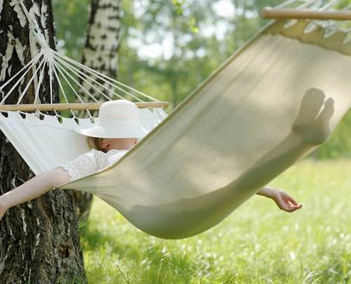 Woman resting in hammock