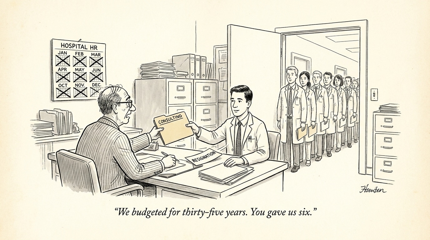 Physicians Exit Nine Years Earlier, Reshaping Supply