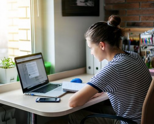 Woman working from home
