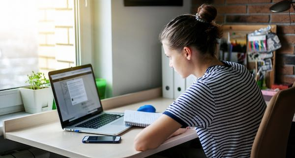 Woman working from home