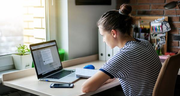 female studying at home