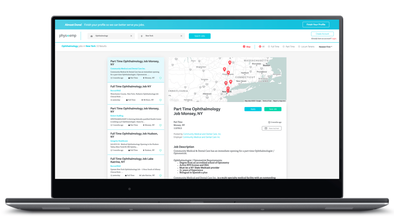 job postings interface